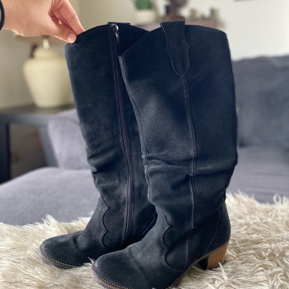 Tao Black Suede Knee-High Boots
